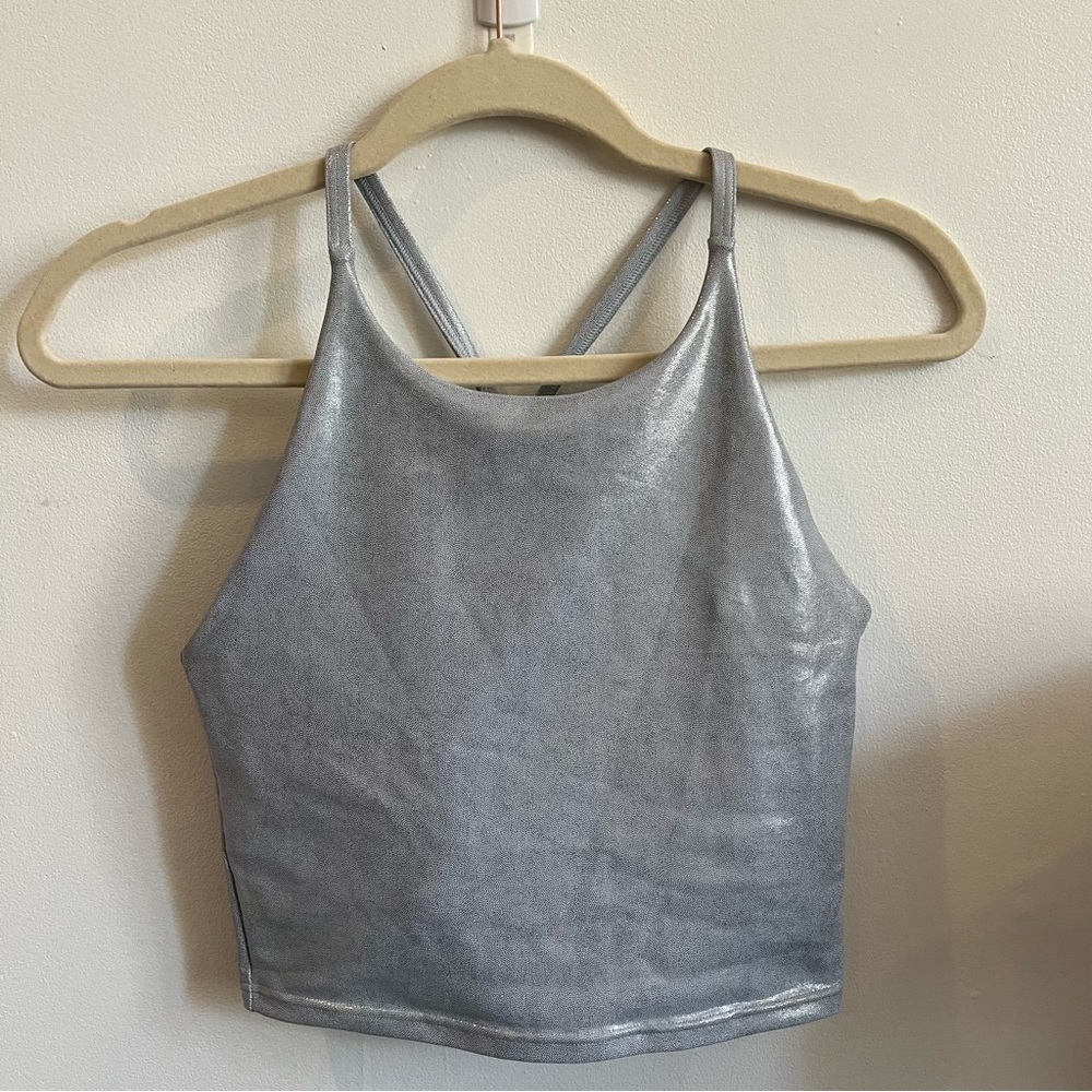 Silver Long-lined Sports Bra from Old Navy, Size Small